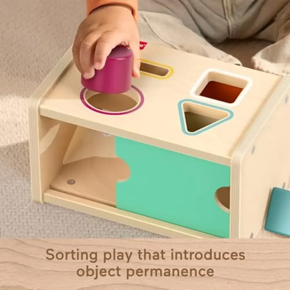 Fisher-Price Wood Montessori Object Permanence Box Learning Activity NIB